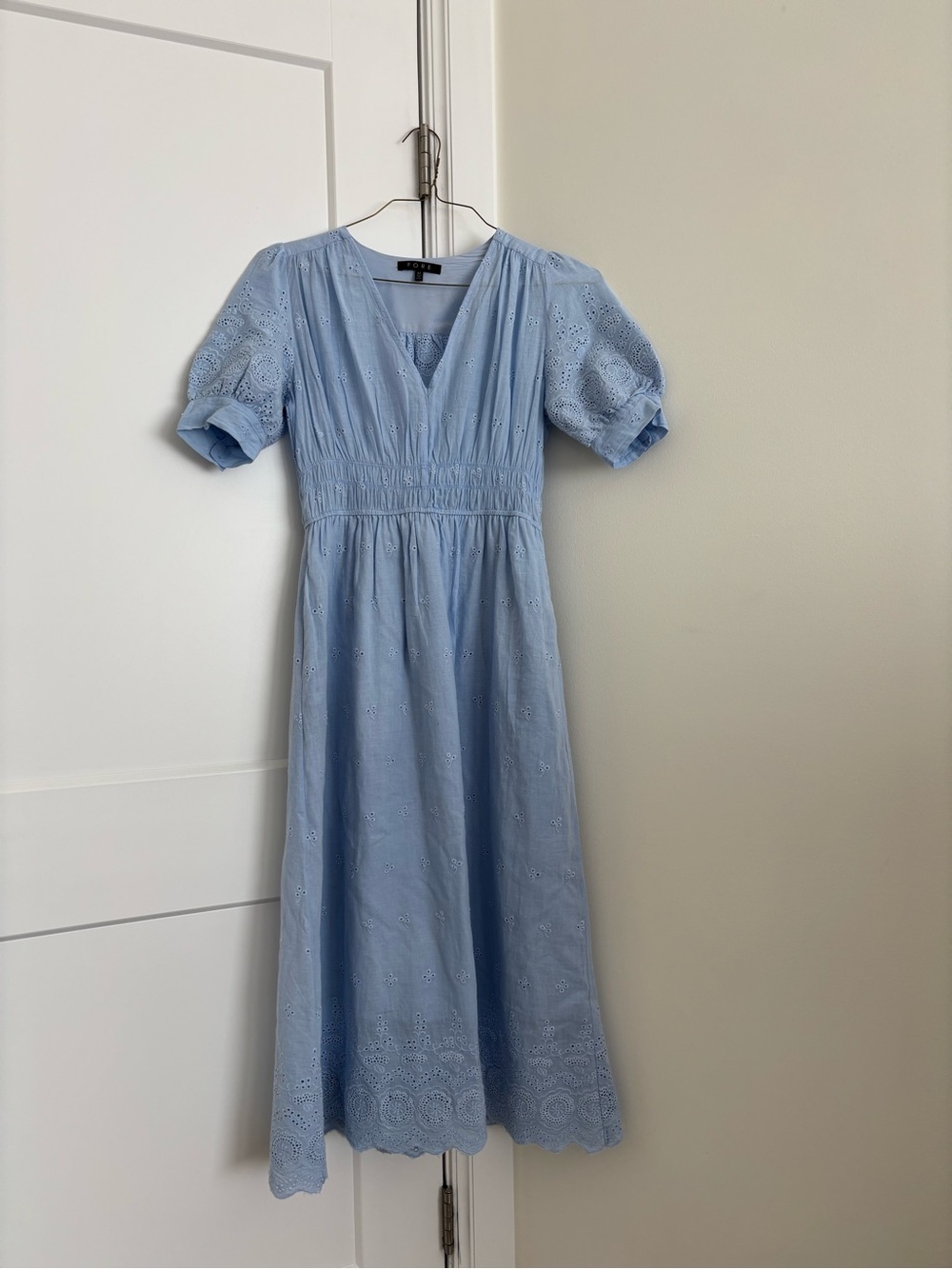 Light Blue Eyelet Midi Dress